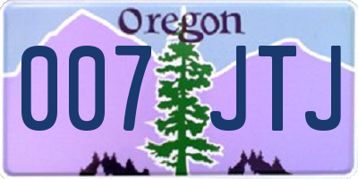 OR license plate 007JTJ