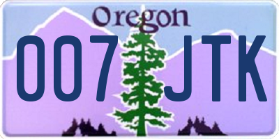 OR license plate 007JTK
