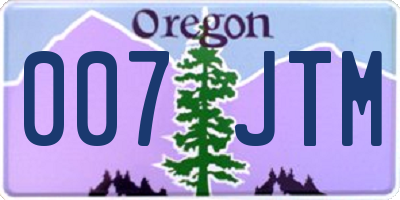 OR license plate 007JTM