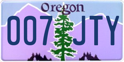 OR license plate 007JTY