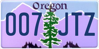 OR license plate 007JTZ