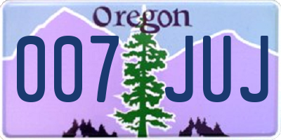 OR license plate 007JUJ