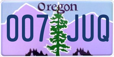 OR license plate 007JUQ