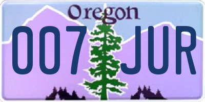 OR license plate 007JUR