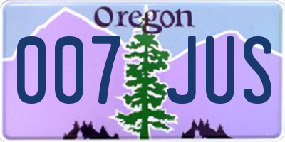 OR license plate 007JUS