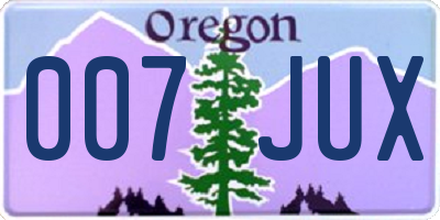 OR license plate 007JUX
