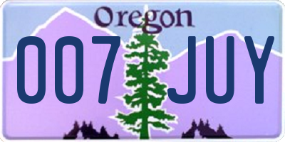 OR license plate 007JUY