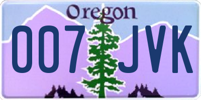 OR license plate 007JVK