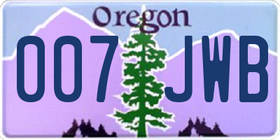 OR license plate 007JWB