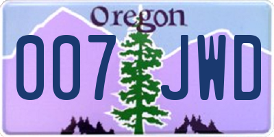 OR license plate 007JWD