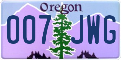 OR license plate 007JWG