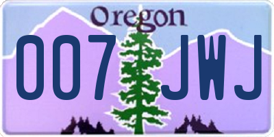 OR license plate 007JWJ