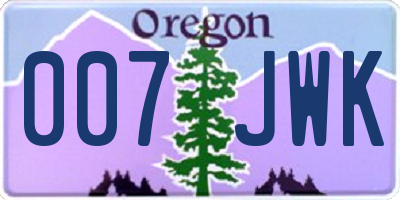 OR license plate 007JWK