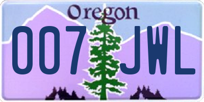 OR license plate 007JWL