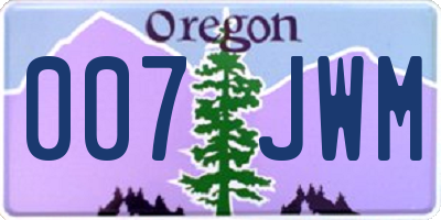 OR license plate 007JWM