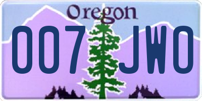 OR license plate 007JWO