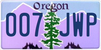 OR license plate 007JWP