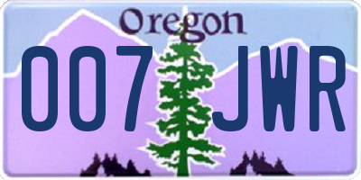 OR license plate 007JWR