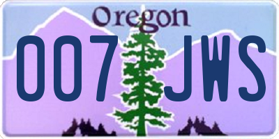 OR license plate 007JWS