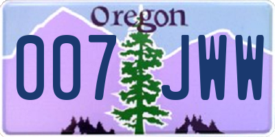 OR license plate 007JWW