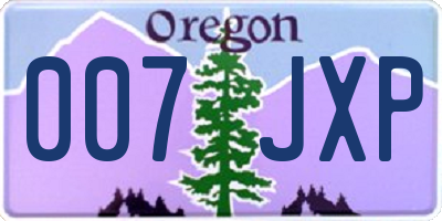 OR license plate 007JXP