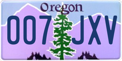 OR license plate 007JXV