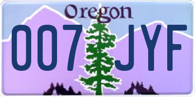 OR license plate 007JYF