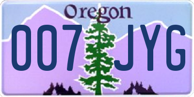 OR license plate 007JYG