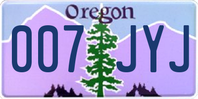 OR license plate 007JYJ