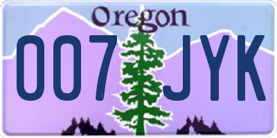 OR license plate 007JYK