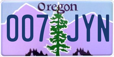 OR license plate 007JYN