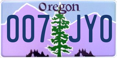OR license plate 007JYO