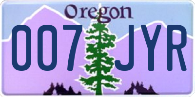 OR license plate 007JYR