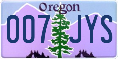 OR license plate 007JYS