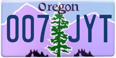 OR license plate 007JYT