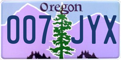 OR license plate 007JYX