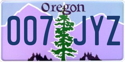 OR license plate 007JYZ