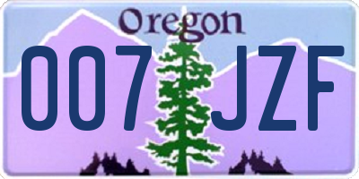 OR license plate 007JZF