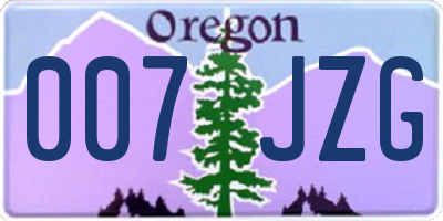 OR license plate 007JZG