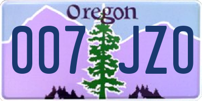 OR license plate 007JZO