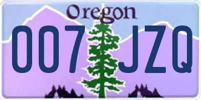 OR license plate 007JZQ
