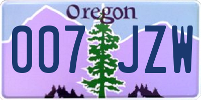 OR license plate 007JZW