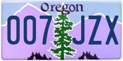 OR license plate 007JZX