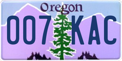 OR license plate 007KAC