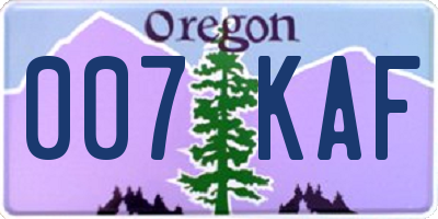 OR license plate 007KAF