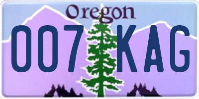OR license plate 007KAG