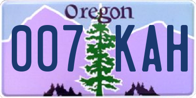 OR license plate 007KAH