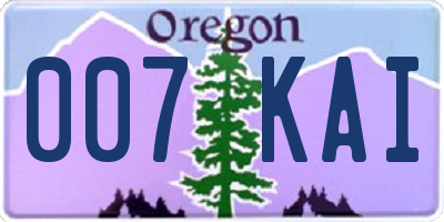 OR license plate 007KAI