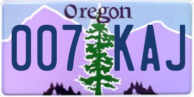 OR license plate 007KAJ