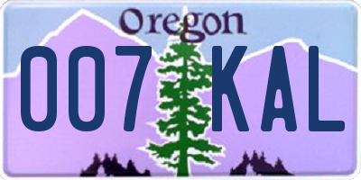 OR license plate 007KAL